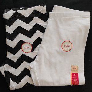GIRLS LOT OF 2 - STRETCH CAPRI LEGGINGS